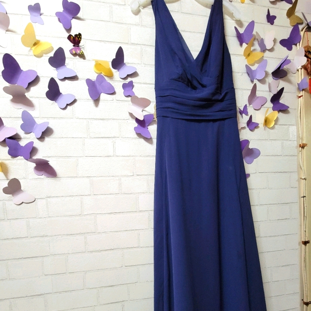 David's bridal v neck full length shiffon.